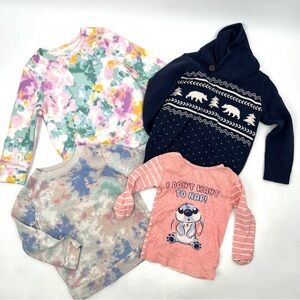 GIRL'S 4 PIECE BUNDLE SWEATER TOPS Water Color Blue Stitch